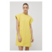 Bavlněné šaty Deha žlutá barva, mini, jednoduchý