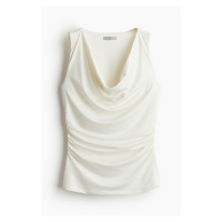 H & M - Řasený top - bílá