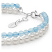 Gaura Pearls Elegantní náramek Edith - akvamarín, perla, stříbro 925/1000 232-42B Modrá 17 cm + 