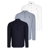 TRIPLE SET G783 DEWBERRY JUDGE COLLAR SHIRT-NAVY BLUE-WHITE-GREY