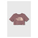 Dětské bavlněné tričko The North Face G S/S CROP EASY TEE růžová barva