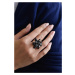 Stříbrný prsten s krystaly Swarovski šedá kytička 35023.5