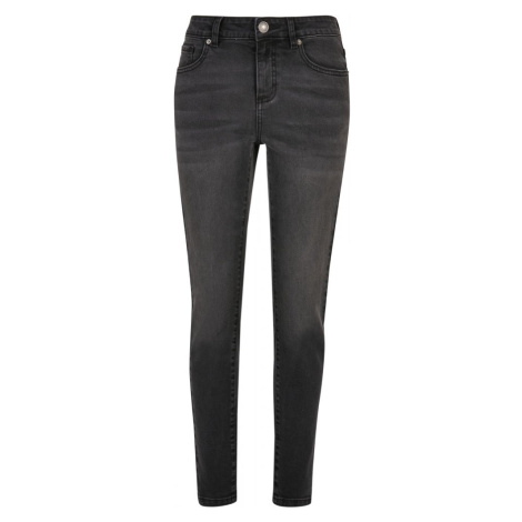 Ladies Mid Waist Skinny Jeans - black washed Urban Classics
