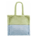Dámská velká oboustranná kabelka s chlupem zeleno - modrá