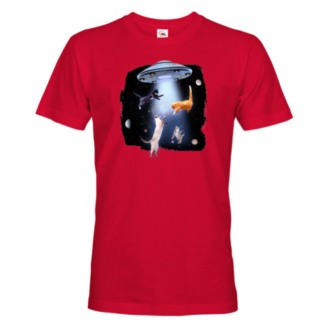 Vtipné pánské tričko s potiskem Ufo a koček - tričko pro milovníky koček BezvaTriko