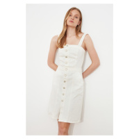 Trendyol White Strap Front Buttoned Denim Dress