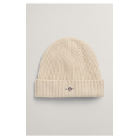 ČEPICE GANT UNISEX. SHIELD WOOL BEANIE CREAM