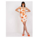 Dámské šaty s květinovým potiskem mini EREA béžovo-oranžové