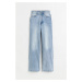 H & M - Wide High Jeans - tyrkysová