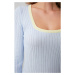 Trendyol Yellow Square Collar Knitwear Sweater