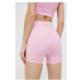Tréninkové šortky Juicy Couture Liza růžová barva, hladké, high waist