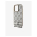 PU Leather Checkered Pattern and Stripe Zadní Kryt pro iPhone 12/12 Pro Beige DKNY