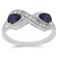 Prsten stříbrný s modrým safírem a zirkony Ag 925 016796 SAF - 62 mm 2,9 g