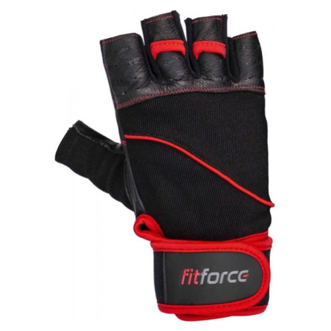 Fitforce FERAL Kožené fitness rukavice, černá, velikost