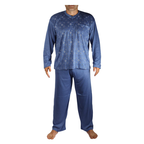 Vláďa pánské pyžamo dlouhý rukáv V1497 šedomodrá