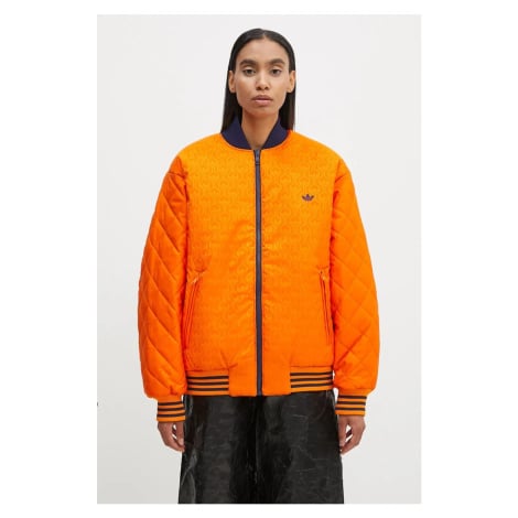 Oboustranná bomber bunda adidas Originals 70s Reversible Oversized Bomber Jacket dámská, oranžov