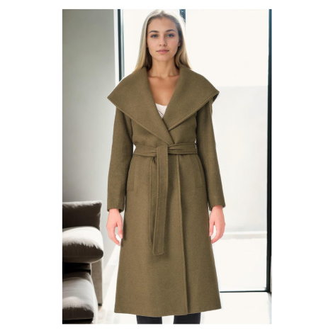 Z6679 DEWBERRY WOMEN'S COAT-KHAKI-1
