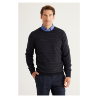 ALTINYILDIZ CLASSICS Men's Navy Blue-Anthracite Standard Fit Normal Cut Crew Neck Knitwear Sweat