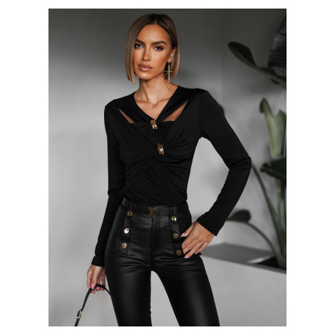 Černé elegantní triko ODETA s průstřihy