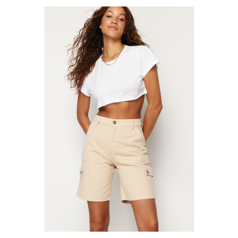 Trendyol Beige Cargo Pocket Bermuda