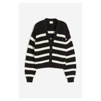 H & M - Propínací svetr z žebrovaného úpletu - černá