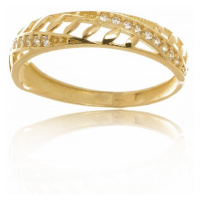 Dámský prsten ze žlutého zlata se zirkony PR0466F + DÁREK ZDARMA