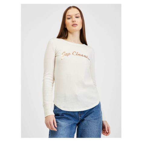 Krémové dámské tričko s nápisem GAP Classic