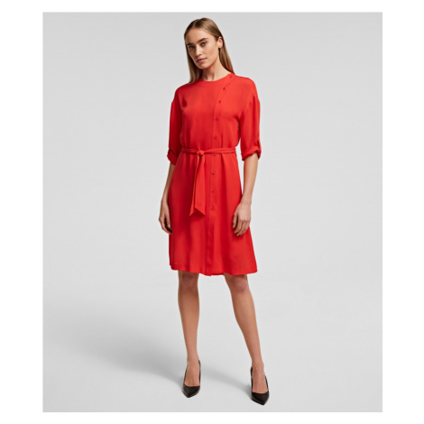 Šaty karl lagerfeld silk dress w/ detachable tie červená