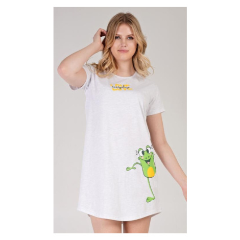 Dámská noční košile s krátkým rukávem Vienetta Secret Frog | světle šedá