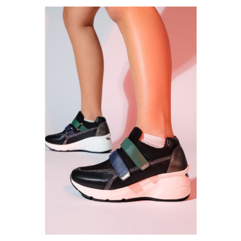 LuviShoes BERGE Black Multi Women's Velcro Padded Sole Sports Sneakers