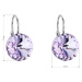 Stříbrné náušnice visací s krystaly Swarovski fialové kulaté 31106.3 Violet