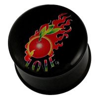 Piercing do ucha - jablko v plamenech, nápis LOVE - Tloušťka piercingu: 8 mm