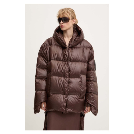 Péřová bunda MMC STUDIO JESSO dámská, hnědá barva, zimní, oversize