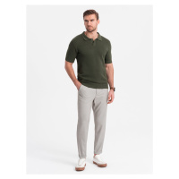 Ombre Men's chino pants with elastic waistband - light grey