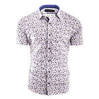 Modro-bílá pánská košile s květinami