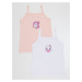 Denokids Girl's Pink-white 2 Piece Singlet Suit