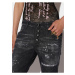 Tmavě šedé dámské zkrácené straight fit džíny s potrhaným efektem DSQUARED2