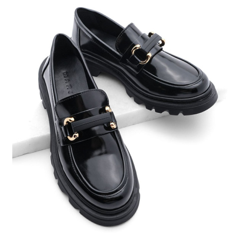 Dámské mokasíny Marjin s vysokou podrážkou a přezkou, neformální boty Kinles černé