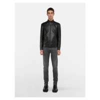 Bunda trussardi jacket biker textured fake leather černá