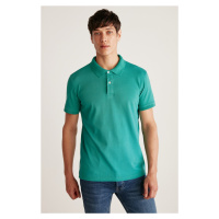 GRIMELANGE Chris Men Regular Fit 100% Cotton Green Polo Neck T-shirt
