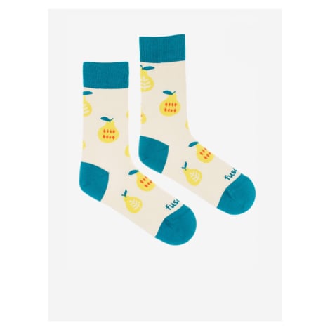 Modro-béžové dámské ponožky s motivem Fusakle Dobrá úroda