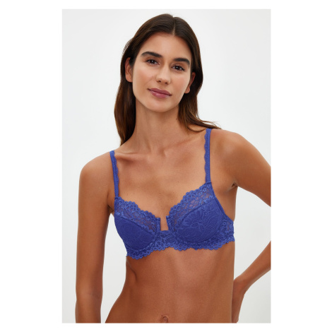 Trendyol Navy Blue Lace U Underwire Covered Balconette Knitted Bra