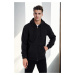 94090 Dewberry Kangaroo Pocket Hooded Zipper Mens Sweatshirt-BLACK