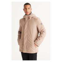 AC&Co / Altınyıldız Classics Men's Mink Standard Fit Regular Fit Windproof Hooded High Neck Coat