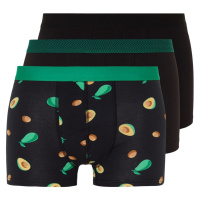 Trendyol 3-Pack Multi Color Avocado Patterned-Plain Pack Cotton Boxer