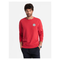 Ombre Men's non-stretch sweatshirt with college style patch - red