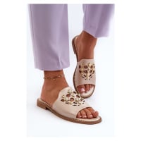 Lesklé dámské sandály s ozdobami S.Barski Zlaté