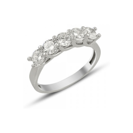 OLIVIE Stříbrný prsten s 5 krystalky 1262