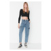 Trendyol Blue High Waist Relaxed Mom Jeans with Cargo Pocket