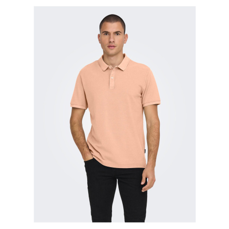 Meruňkové pánské basic polo tričko ONLY & SONS Travis - Pánské